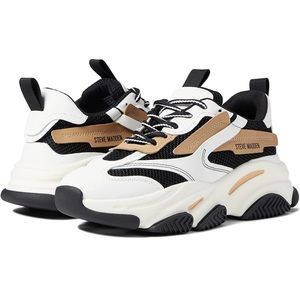 Steve Madden Women's Possession Sneaker, Black/TAN, 8
